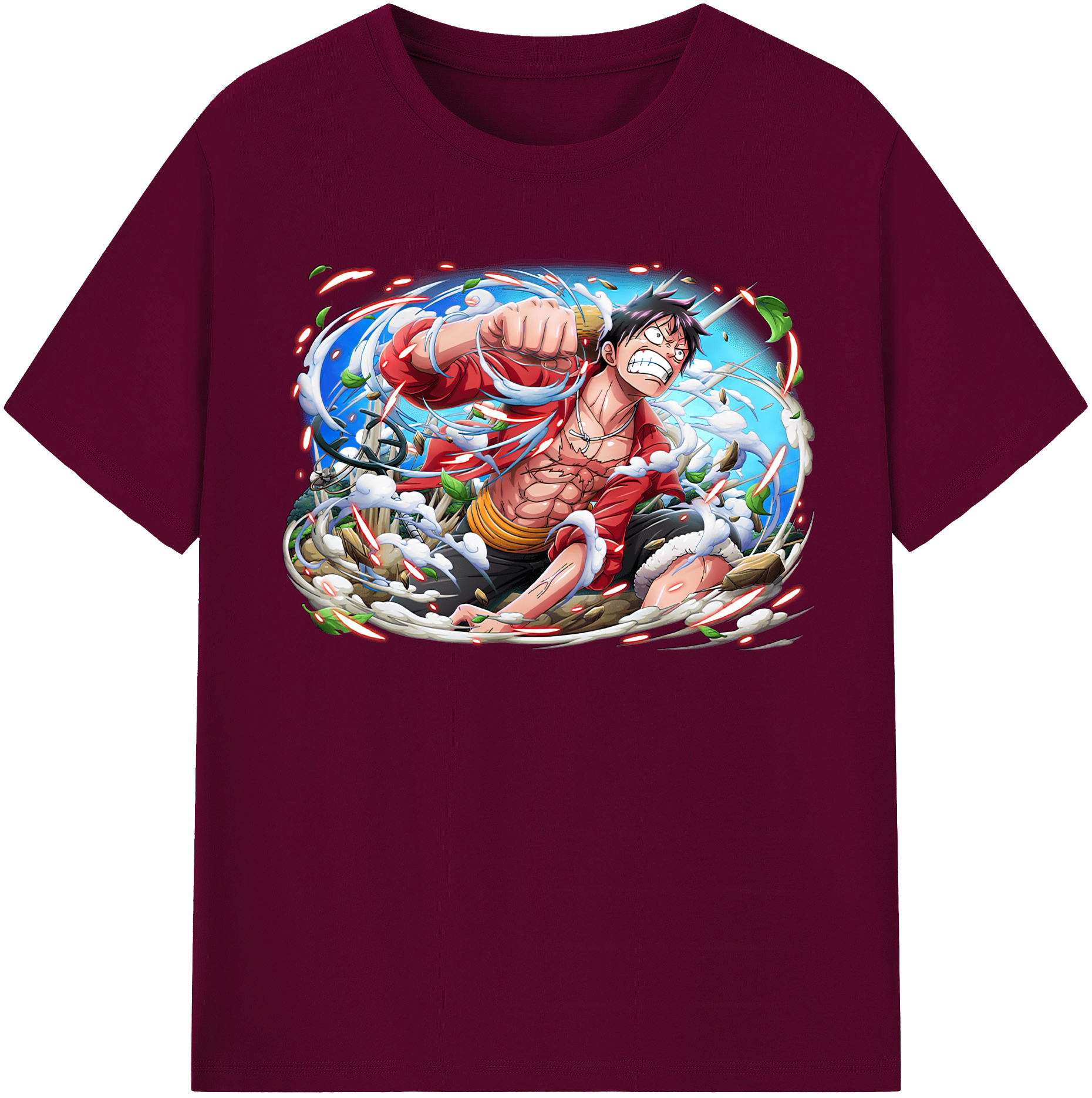 ワンピース モンキー・D・ルフィ ONE PIECE Monkey D. Luffy レディースカジュアルプリントTシャツ（綿100％）